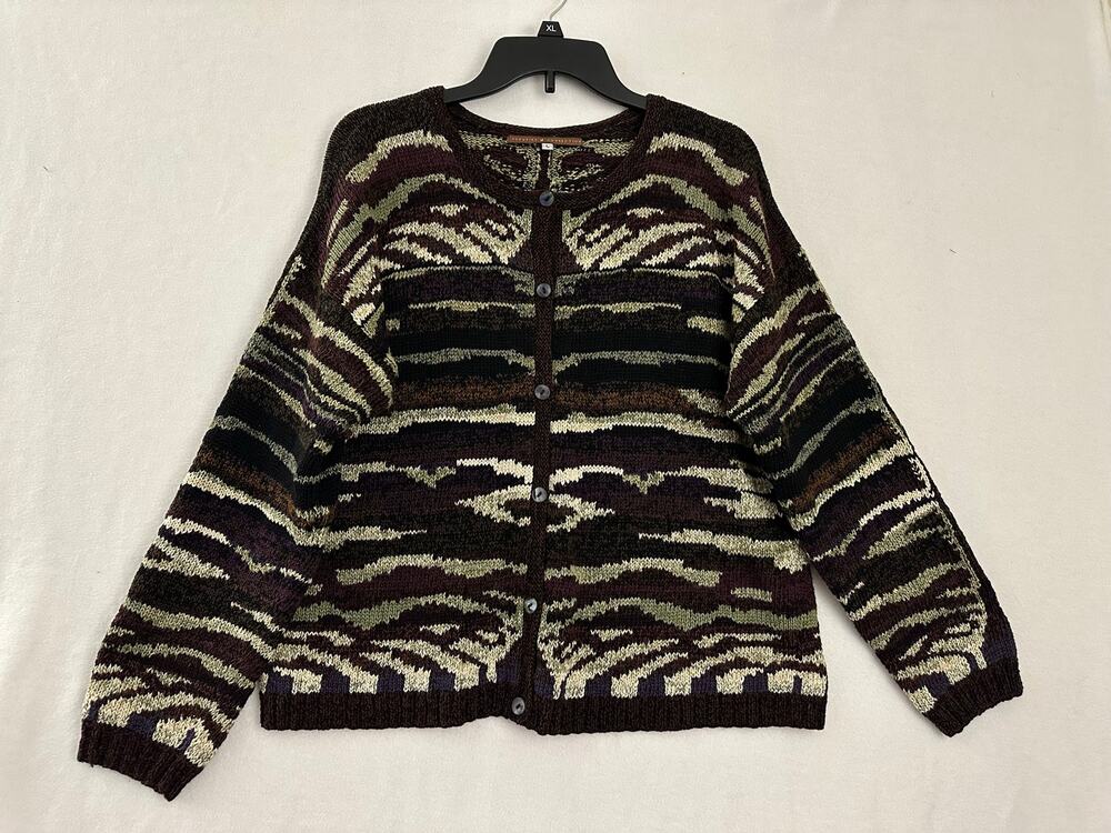 Peruvian Connection Button cardigan sweater L Pima Cotton